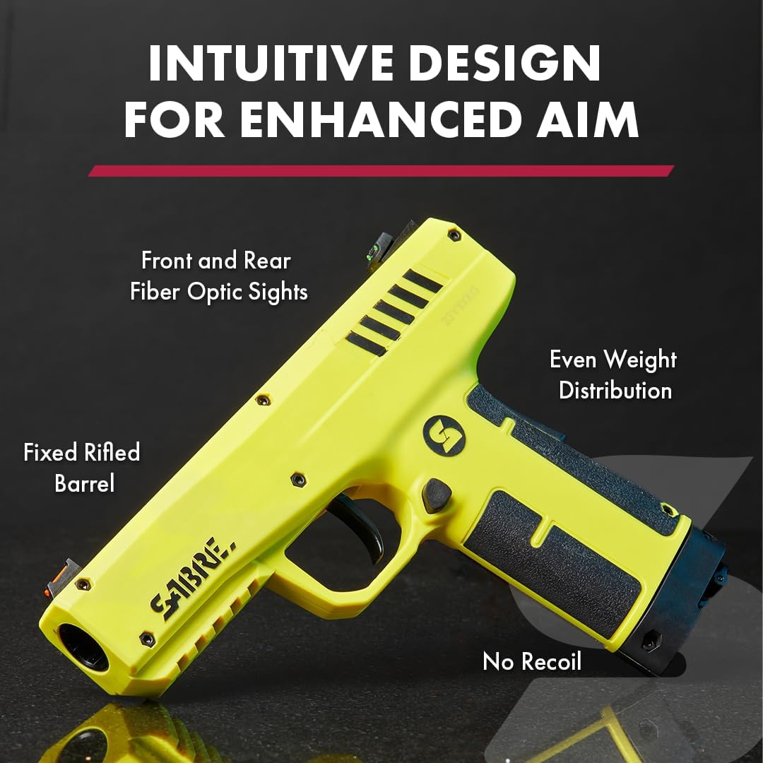 SABRE Pepper Projectile Launcher - Home Defense with Adjustable Sights | 7-Round Capacity, 350 FPS Velocity