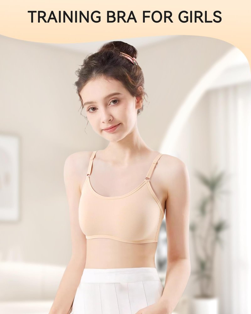Nubofy Girls Training Bra Teen Bras Everyday Big Kids Padded Bra 8-10 10-12 12-14 14-16 Years Old