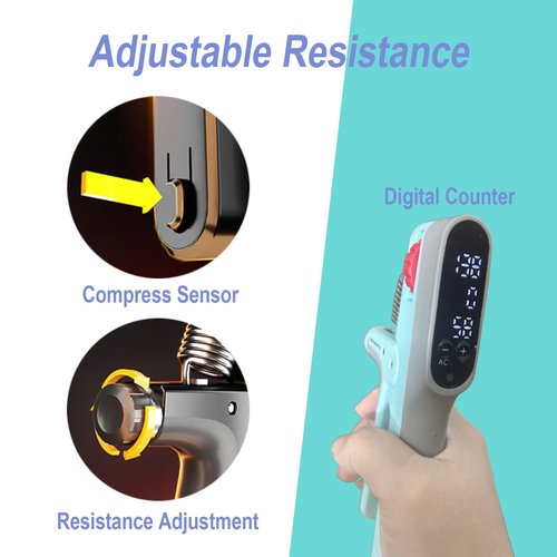 Hand Grips for Strength Training, 10-132LBS Grip Strength Trainer with Counter & Timer, Rechargeable Hand Squeezers for Strength Finger Trainer Digital Memory with Prepared Asist-spring, for Fitness Equipment White