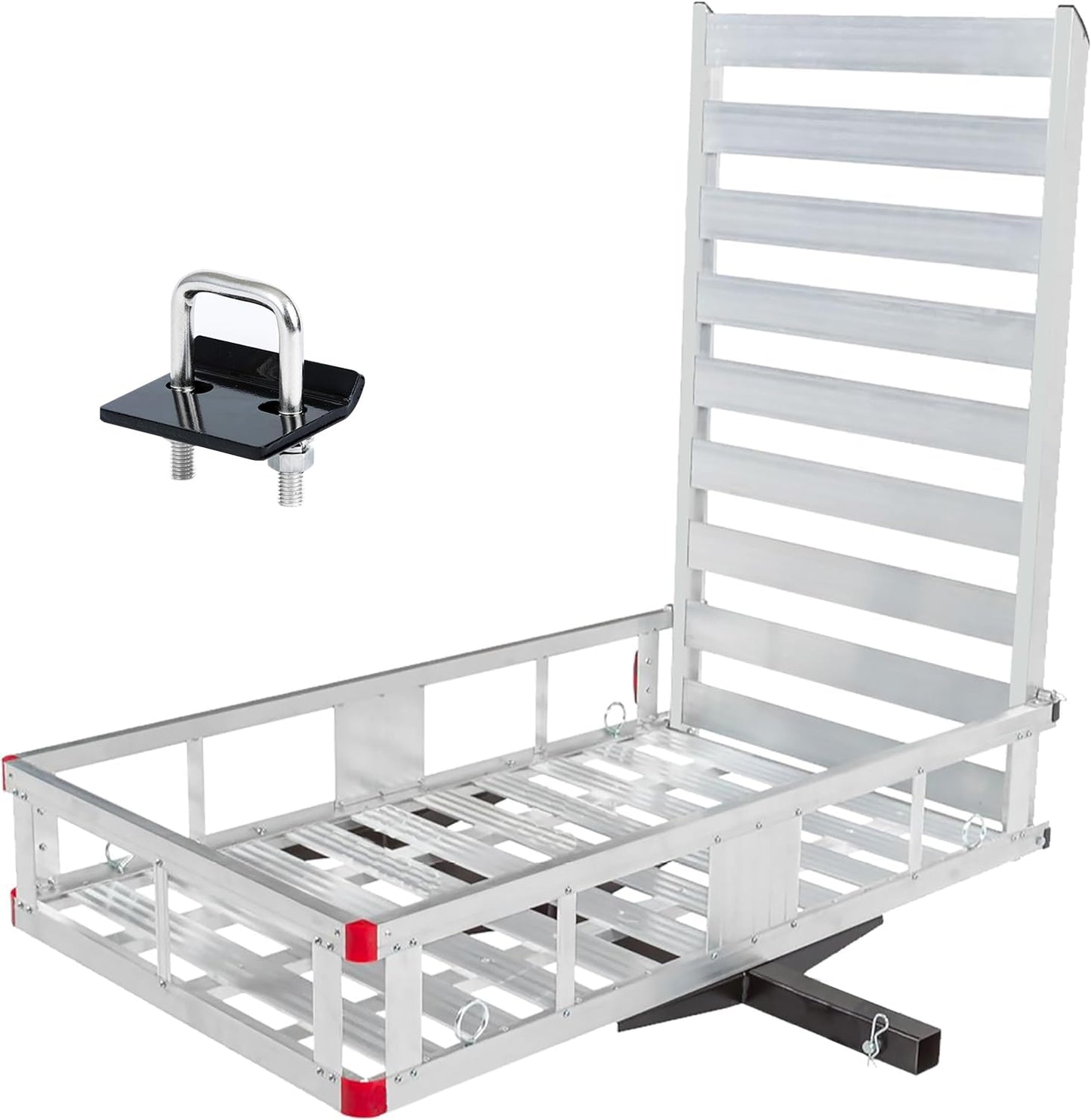 MaxxHaul 80779 Aluminum Hitch Mount Wheelchair/Mobility Carrier – 50" x 29.5" Cargo Basket with High Side Rails & 47" Ramp – Fits 2" Receiver – 500 lb Capacity for Trucks, SUVs, Vans, RVs