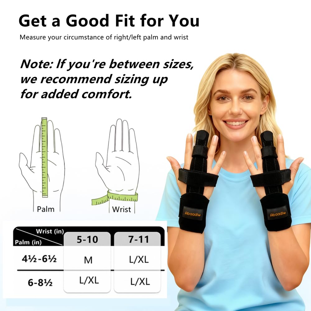 Abaadlw Trigger Finger Splint 2 Pcs, Adjustable Index Finger Splint, Finger Splint Middle Finger, Ring Finger Splint, Pinky Finger Splint,Hand Brace