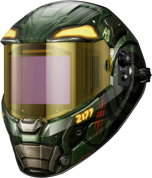 ANDELI Auto Darkening Welding Helmet - 180° Panoramic View, Solar & Rechargeable, True Color Shade 4/5-9/9-13