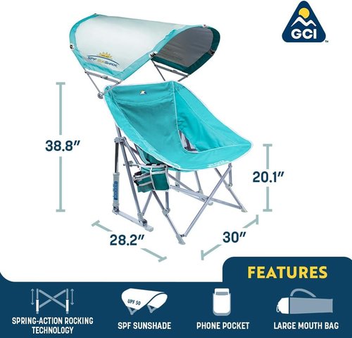 GCI Outdoor Pod Rocker Chair - Comfortable Outdoor Rocking Chair with Sunshade Canopy | Portable Design