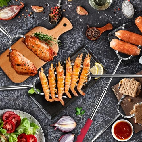 BRIOUT 12-Pack Extra Long 45'' Stainless Steel Marshmallow Roasting Sticks - Kids Safe Telescoping Skewers for Campfire & BBQ