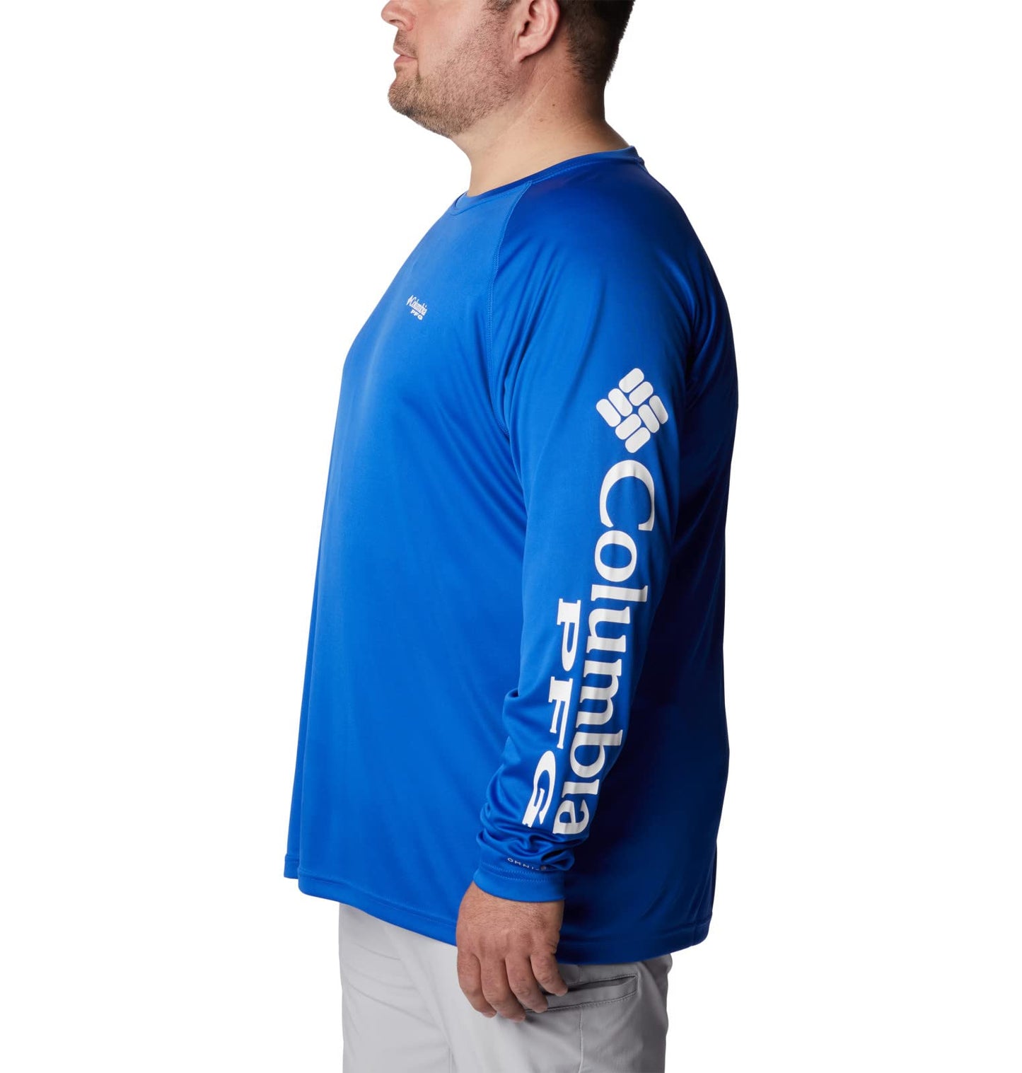 Columbia Men's Terminal Tackle Long Sleeve Shirt, Blue Macaw/White Logo, 4X Big