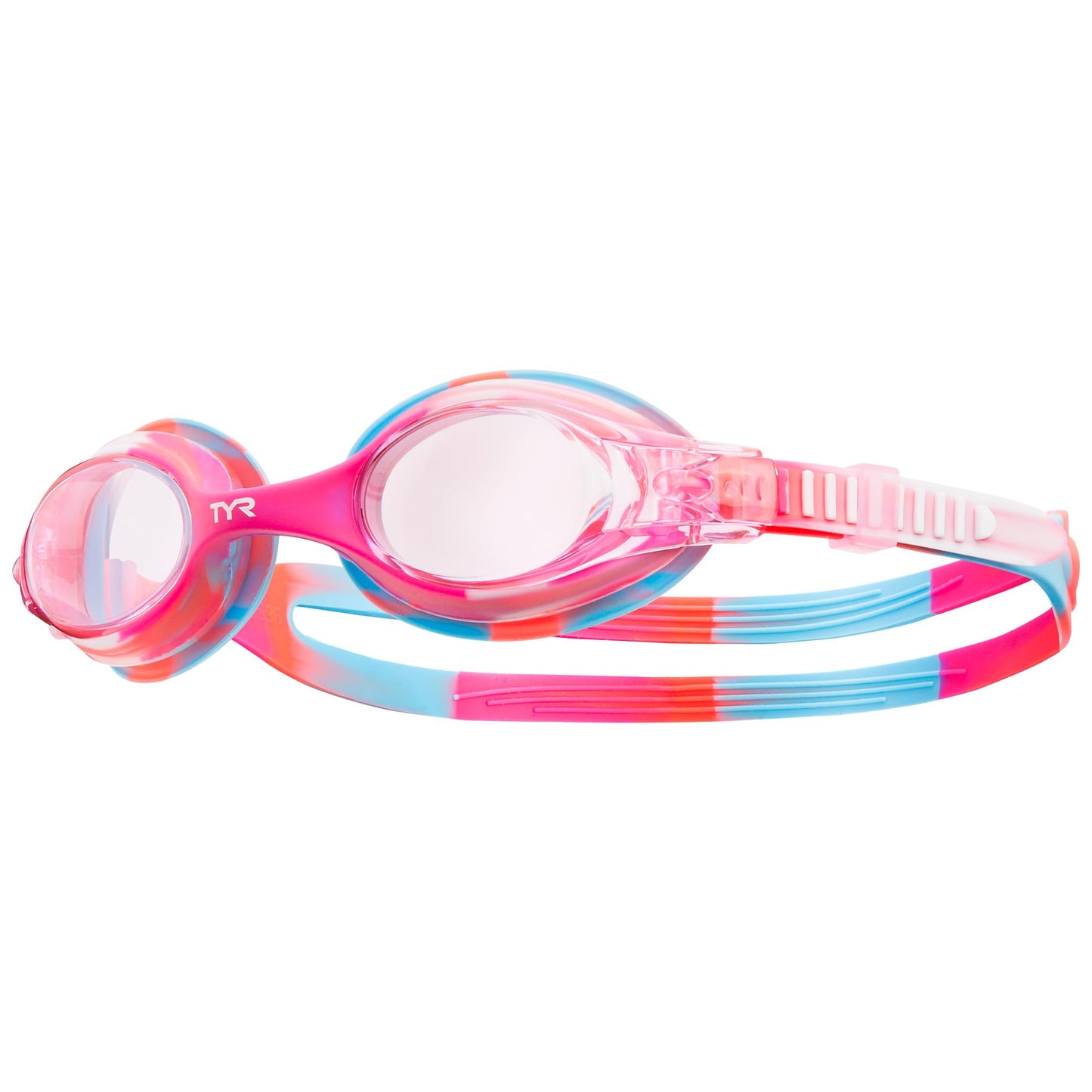 TYR Kids' Swimple Goggles - Colorful Swim Goggles for Beginners, Pink/White