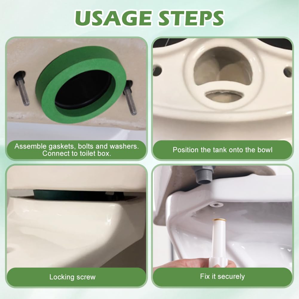 Toilet Tank to Bowl Gasket Kit for American Standards Toilet Part AS738756-0070A, 3 Inch Toilet Tank Replacement Kit, Includes Gasket, Bolts and Other Essential Parts