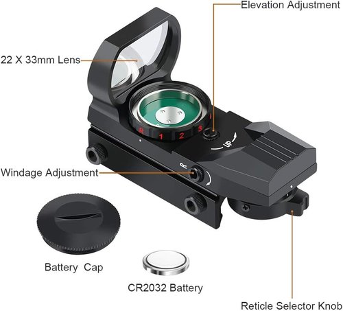 Feyachi Reflex Sight - Adjustable Reticle with Red & Green Options | Versatile 4 Styles