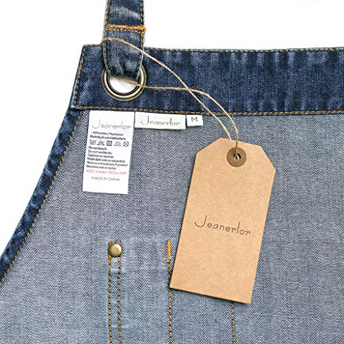 Jeanerlor - Denim Apron With Pockets for Women and Men - Washing Style | Adjustable S to XXL