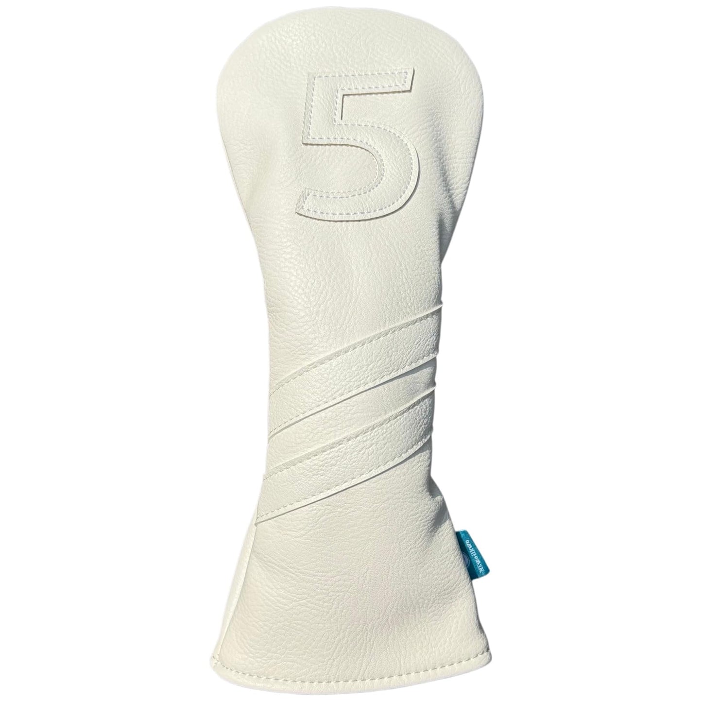 NEwoilkwo 5 Wood Head Cover - Premium Synthetic Leather, Elastic Closure, White, Golf Club Cover