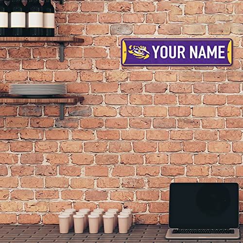 Personalized Metal Street Sign - LSU Tigers - 4" x 15"