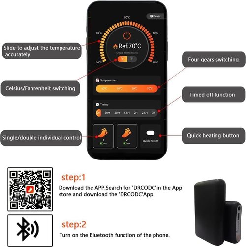 Heated Socks- APP Control Temperature-Long-Lasting Warmth Up to 11 Hours-Men & Women Heated Socks -Ideal for Camping, Fishing, Biking, Skiing, Skating, Hunting & Hiking-Warm Winter Gift (B 8-14)