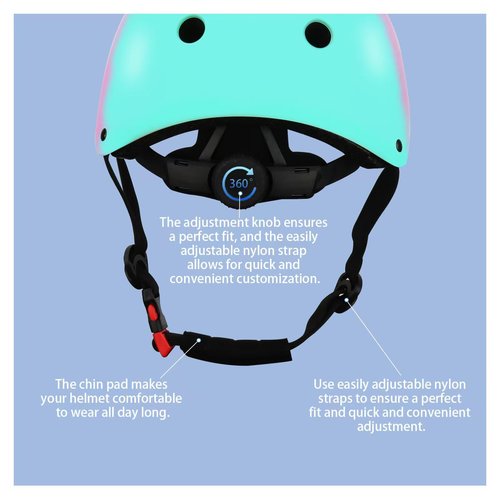 Color Gradient Adjustable Kids Bike Helmet with Knee & Elbow Pads Set | Multi-Sport Safety Gear for Boys & Girls Ages 5-14 | Skateboarding, Scooters, Roller & Inline Skating, Longboarding