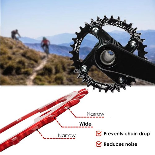 FOMTOR 104 BCD Chainring 50T 7-12 Speed Compatible CNC 7075 Aluminum Narrow Wide Tooth Round Chainrings for MTB/Road Bike Ebike Chainwheel Black