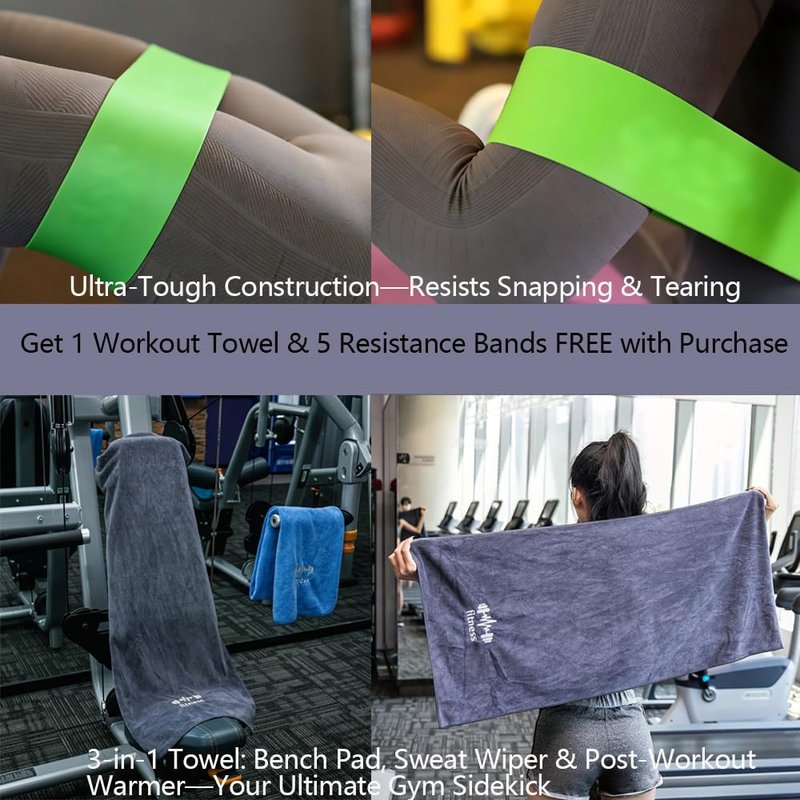 Pull Up Assistance Bands, Heavy Duty Resistance Bands for Pull Up Bar, 75-300lbs Adjustable Assist Bands with 5 Loop Bands & Cooling Towel, Home Gym Fitness for Men Women