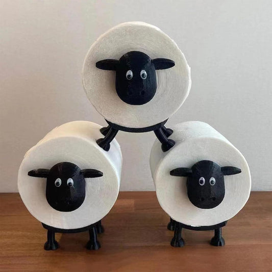 3Pcs Sheep Toilet Roll Holde, Tissue Paper Storage Stand, Black Sheep Loo Roll Holder, Toilet Paper Holder Bathroom Set for Bathroom Shelf Housewarming Gift Bathroom Stand Table Counter Decor