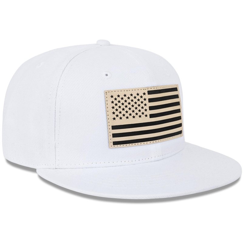 American Flag Snapback Hats - Flat Bill Brim Hat for Men Women - Breathable & Adjustable Fit for Casual Wear-White