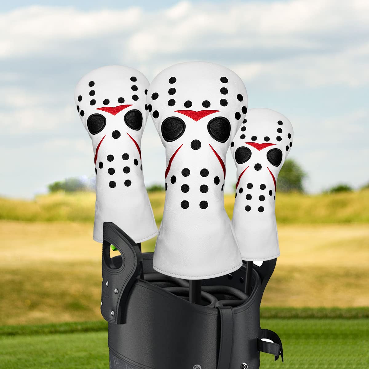 BAIRBRE Golf Hybrid Covers Field Hockey Mask Embroidery Golf Club Covers Leather Hybrid Headcovers Golf Headcover for Most Brand