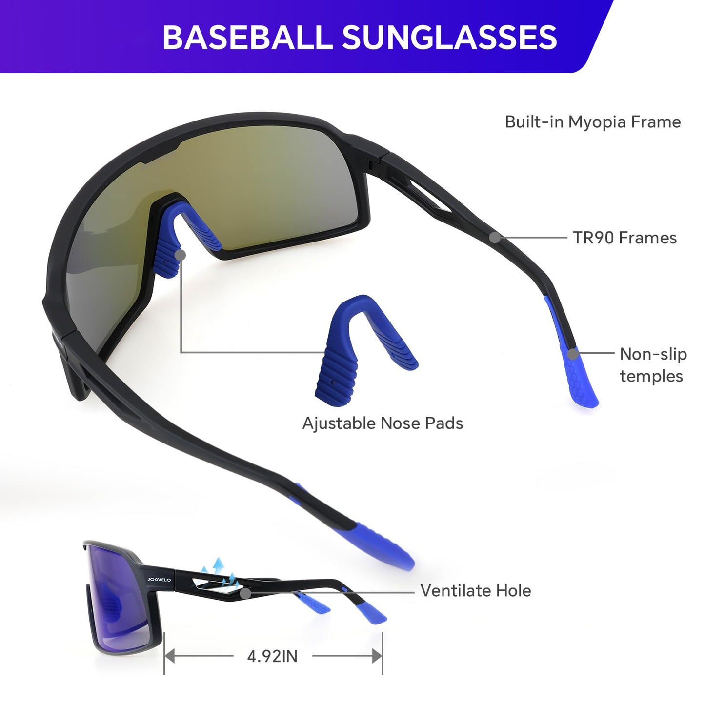 JOGVELO Baseball Glasses, Cycling Sunglasses Polarized Sunglasses for Cycling Men Women