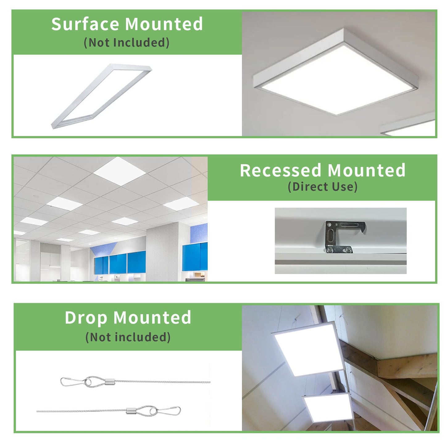 2 Pack 2x2 LED Flat Panel Light, 5 CCT 5 Power Modes Adjustable LED Ceiling Lights, 40W/5000LM Recessed Drop Ceiling Lights Fixtures, 0-10V Dimmable Troffer Light for Office/Home-ETL, FCC, CE