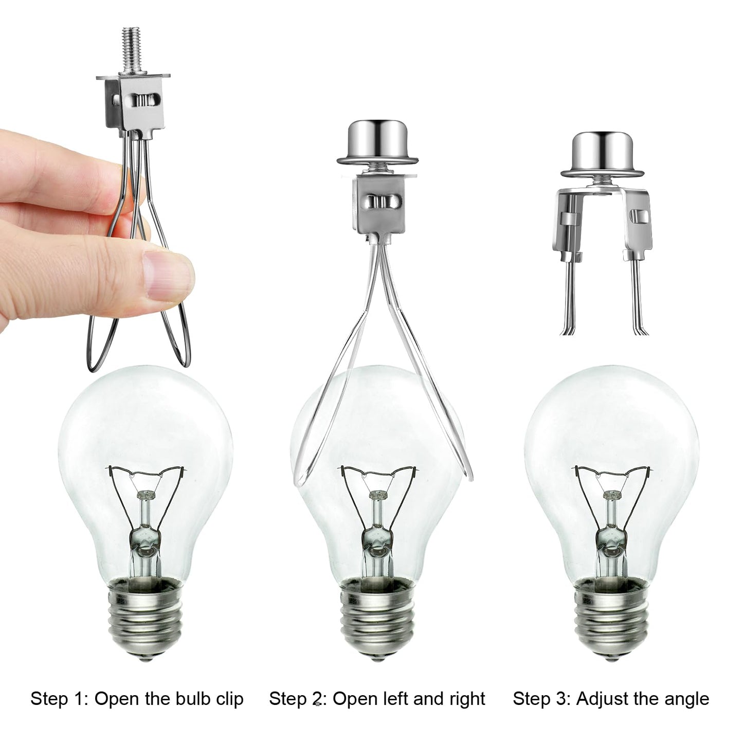Honoson 4 Pcs Bulb Lamp Shade Light Bulb Clip Adapter Includes Finial and Lampshade Levellers for Replacement (Silver)