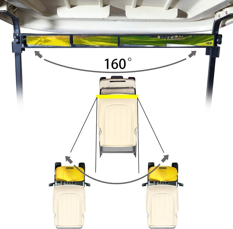 10L0L Universal Golf Cart 4 Panel Mirror for Yamaha EZGO Club Car, Eliminate Blind Spots Wide Angle Rear View Mirror
