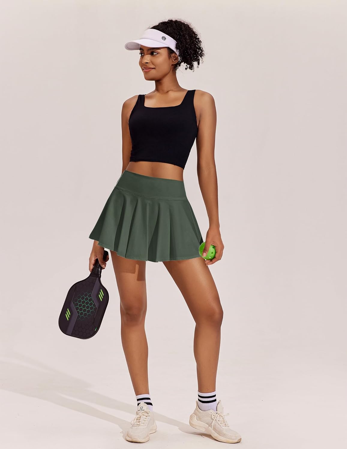 PINSPARK Women's Tennis Skirt - Pleated Athletic Skort with Pockets for High Waisted Workout & Pickleball