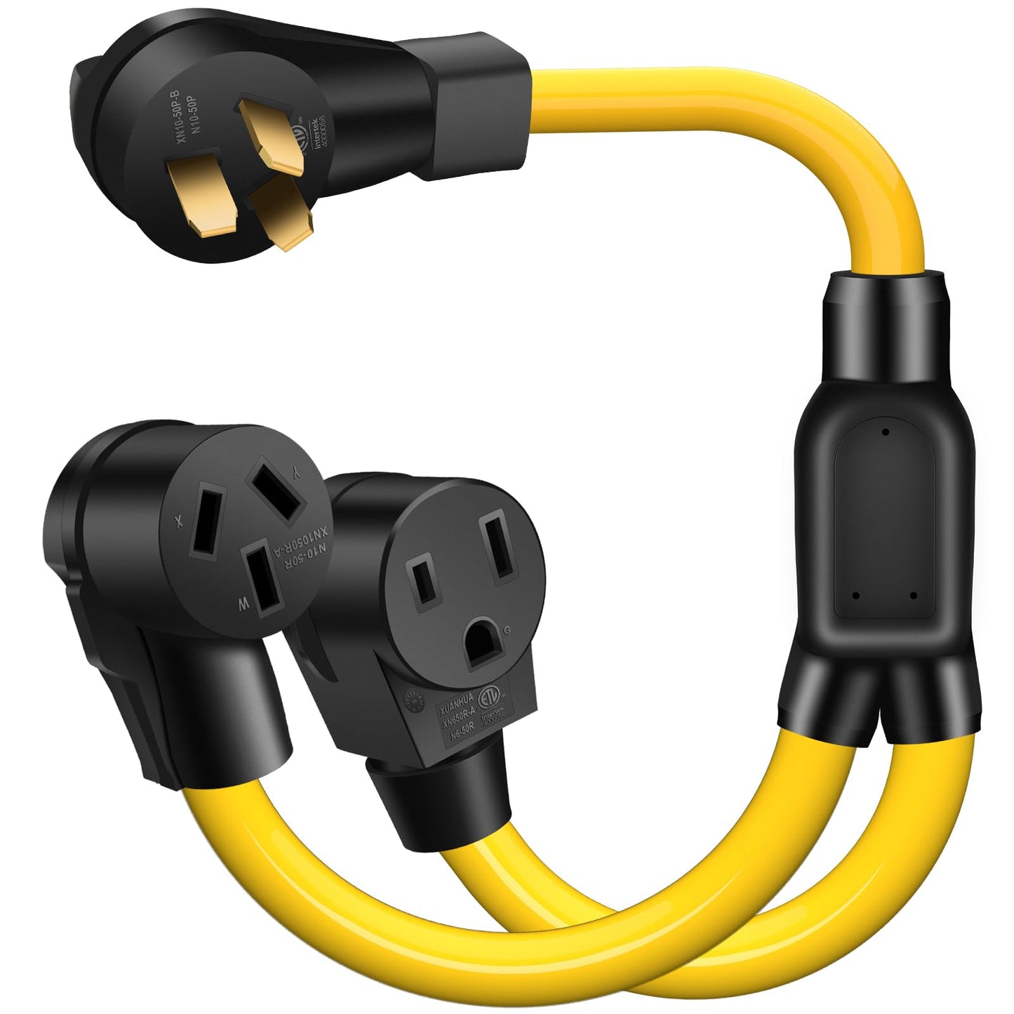 LAZMUMI 3 Prong 50 Amp Y Splitter for EV Charger and Older Ranges, NEMA 10-50P to 10-50R/6-50R Adapter for EV Charger at 50A Older Welder Outlet (Pre-1996) 125/250V, STW 3-Wire 6 AWG, 3FT