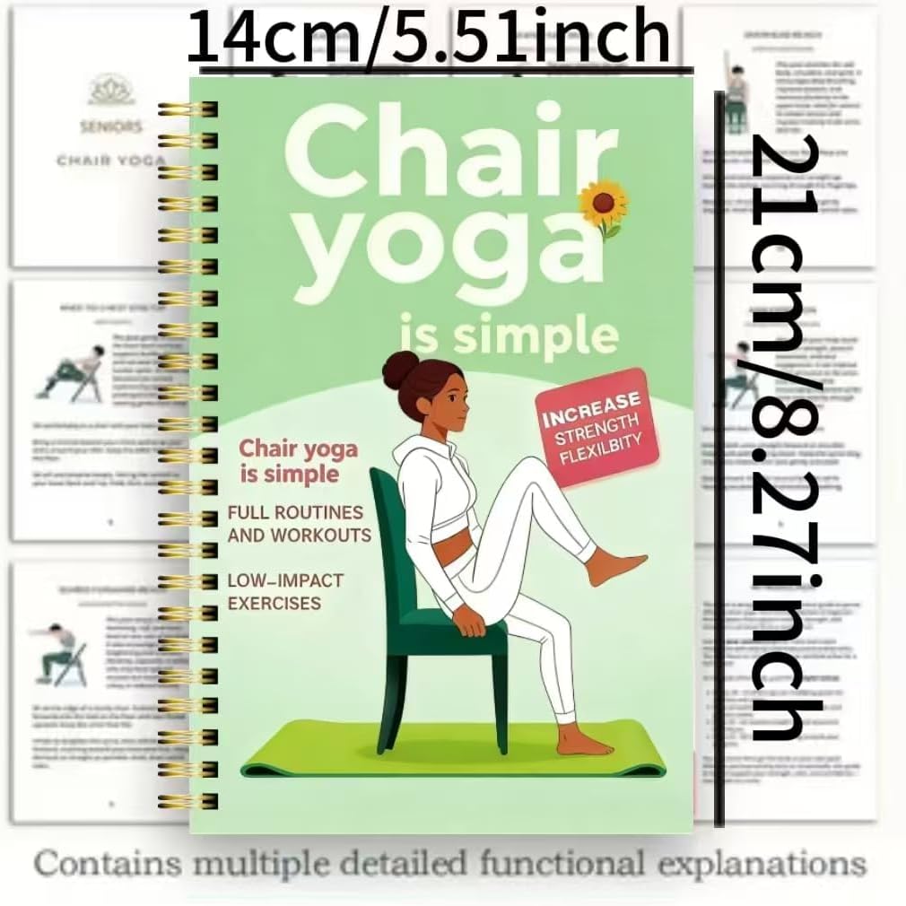 Skiennix 30-Day Chair Yoga Guide - 60 Beginner Workouts for Weight Loss & Flexibility | Spiral Bound (5.5x8.3 Inch, Cyan)