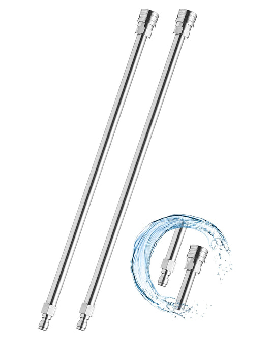 DANCINGBOAR Pressure Washer Extension Wand, 17 Inch Stainless Steel power washer extension wand with 1/4" Quick Connect, Compatible with Foam Cannon for Car Wash and Gutter (2 Pack)