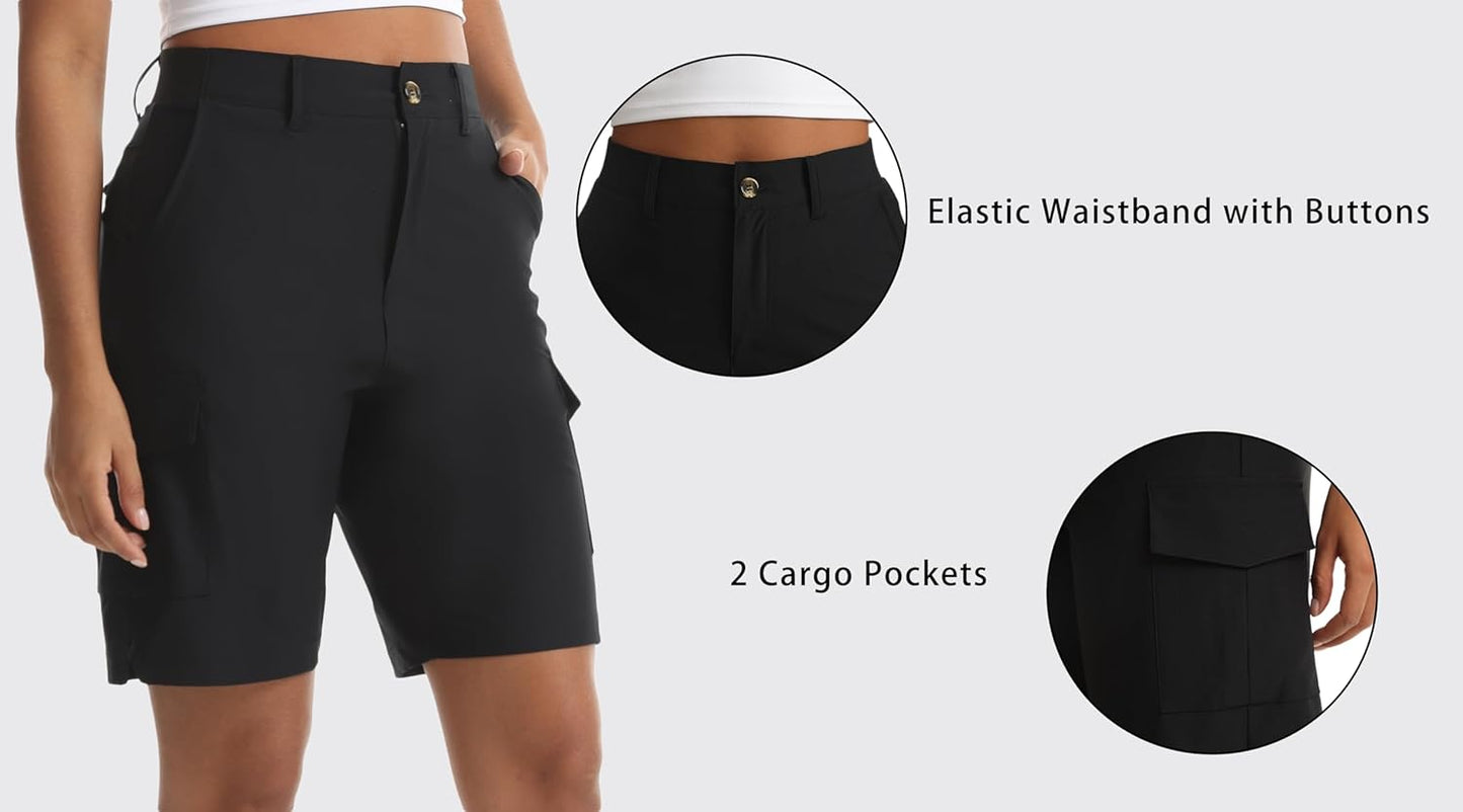 Skiennix Women's Lightweight Hiking Shorts - Versatile Cargo Design with Pockets for Travel & Outdoor Activities