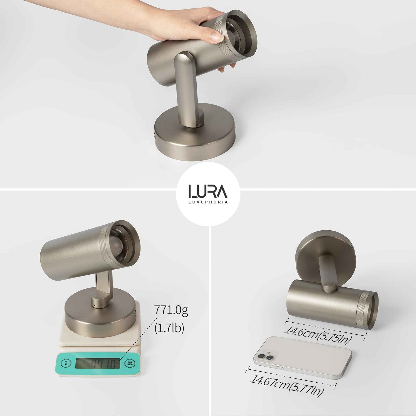 lovuphoria Dimmable Zoomable Spot Lights Indoor Spotlight, 12W Adjustable Angle Ceiling Spotlights for Wall Art Corridor Living Room, Accent Lighting Brushed Nickel Finish - Warm White