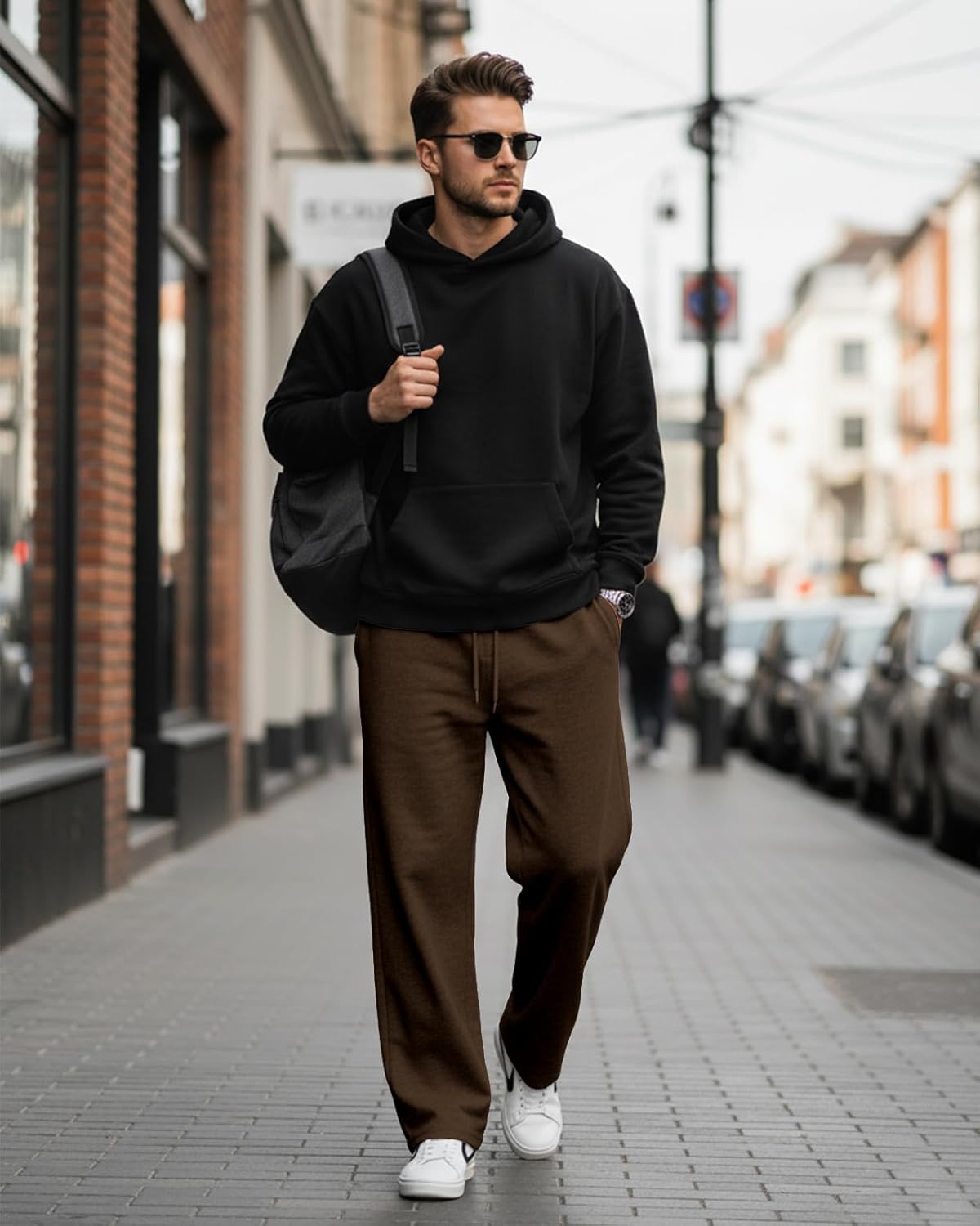 Waterwang Men's Fleece Joggers - Casual Loose Fit Athletic Pants with Pockets | Comfortable Cotton