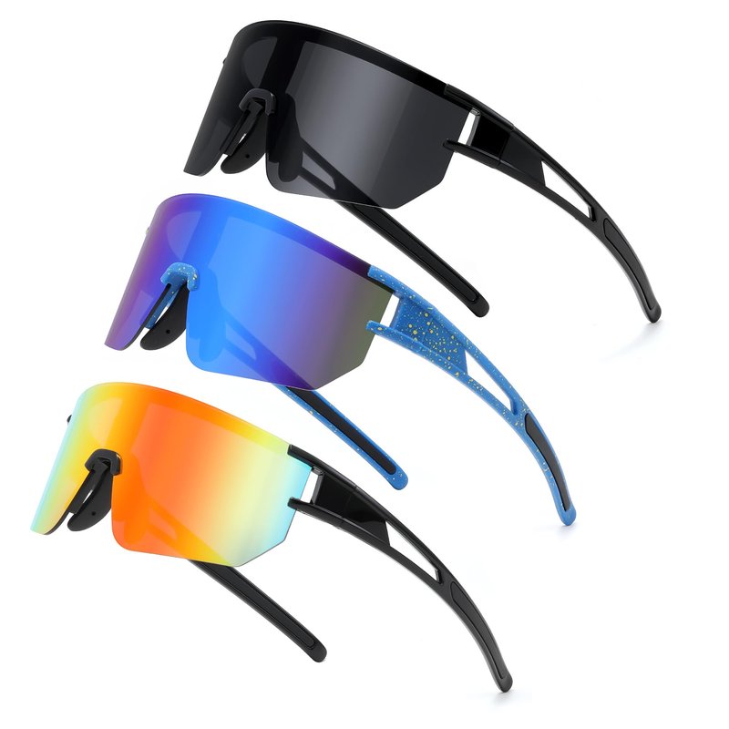BUYAGE 3PACK Sports Sunglasses for Men Women Youth Baseball Softball 80s Sunglasses for Kids Boys Girls 8-16 Cycling Glasses