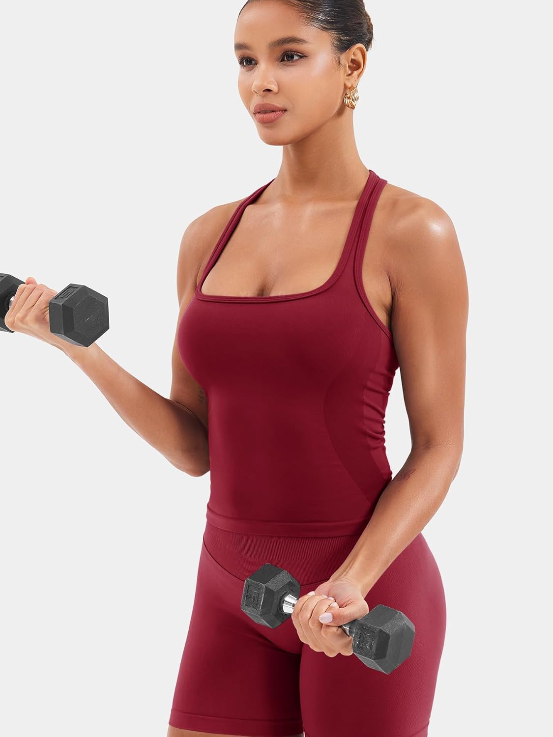 YEOREO Workout Tank Top - Square Neck Sleeveless Camisole for Women | Seamless Racerback Yoga Shirt