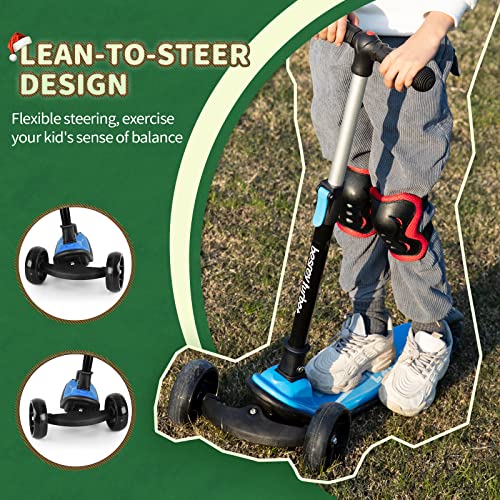 3-Wheel Kids Scooter with Adjustable Height & LED Light Wheels