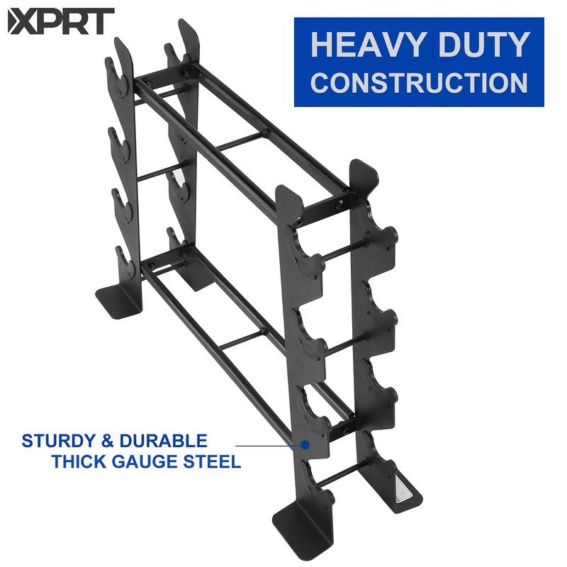 XPRT Fitness Compact Heavy Duty Dumbbell Rack | 400 lbs Capacity 2-Tier Steel Frame | Fits 5–30 lb Dumbbells | Space-Saving A-Frame Design for Home Gym