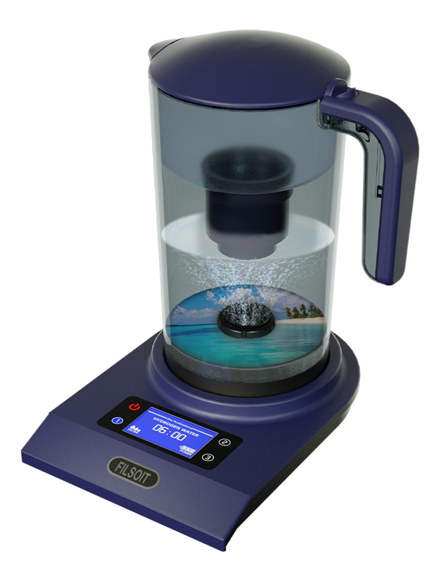 FILSOIT Hydrogen Water Bottle Ionizer Hydrogen Water Pitcher Generator Maker Machinewith SPE and PEM Technology(Marron)