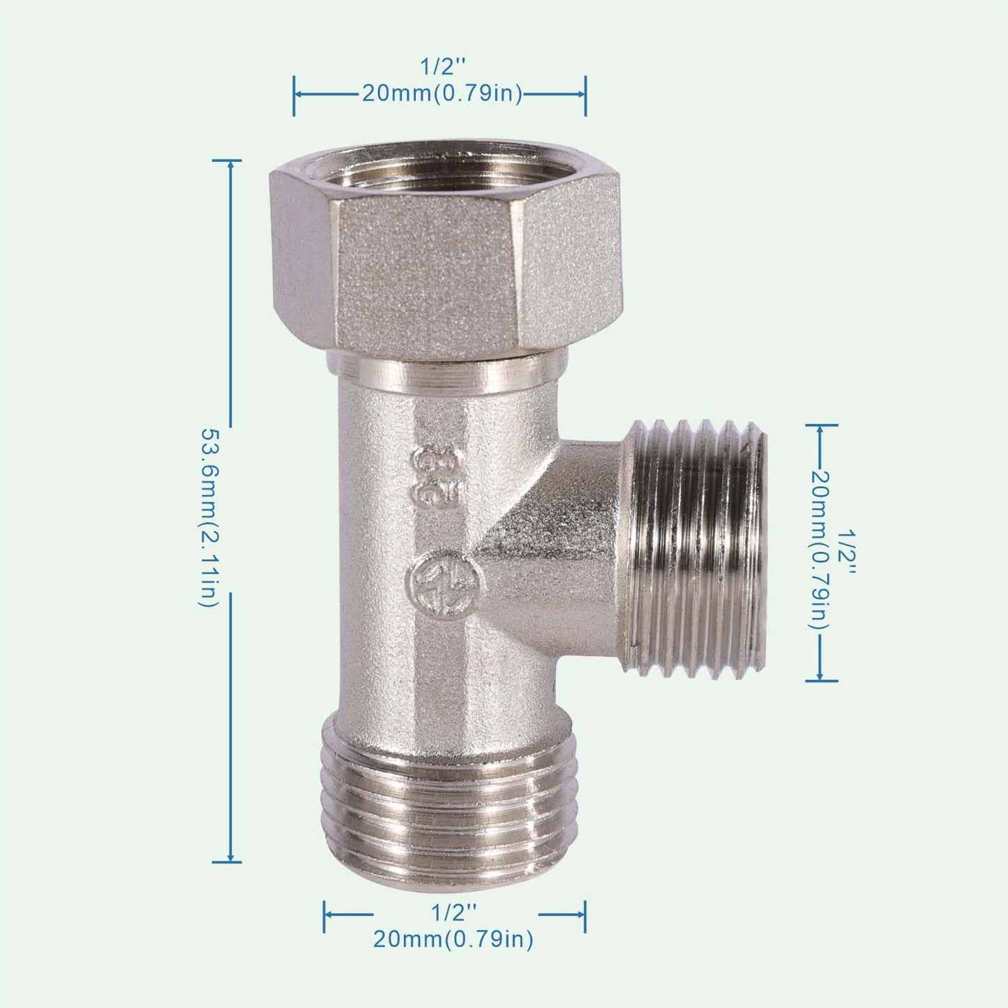XNTONG – G1/2" BSP Tee Fitting, 3-Way Chrome-Plated Brass Connector, G1/2 Male x Male x Female Threads, Shower Arm Splitter for Handheld Showerhead, Bidet T Adapter, Includes Washer and PTFE Tape