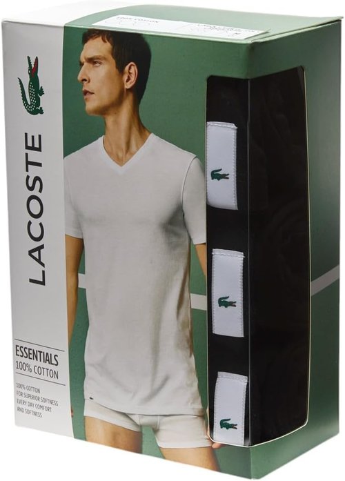 Lacoste Men's Crew Neck Undershirts - 100% Cotton Regular Fit, 3-Pack | Comfortable & Stylish
