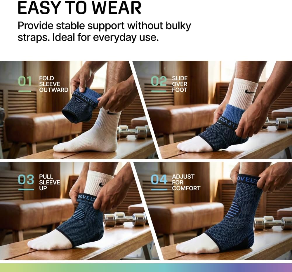 Modvel Ankle Brace - Compression Sleeve for Sprained Ankle & Achilles Tendonitis Relief | Unisex Support