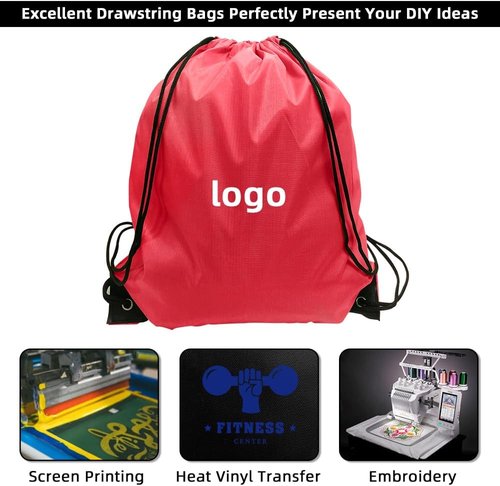 GoodtoU Drawstring Backpack - Durable Nylon Cinch Sack Gym Bag for Sports & Travel | 20 Pcs, Cherry