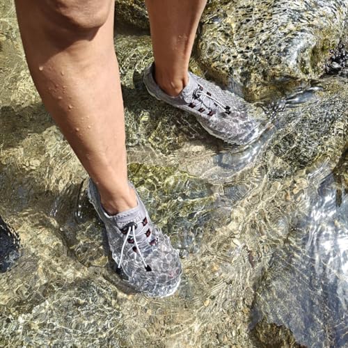 Quick Dry Women's Water Shoes - Aqua Sandals for Beach & Pool - Grey 2