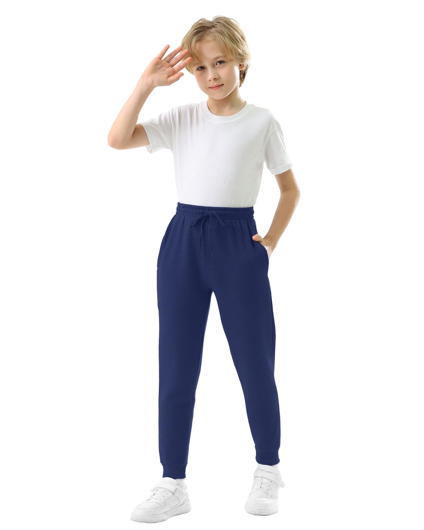 Rolimaka 4 Pcs Boys Sweatpants Soft Fleece Lined Youth Basic Athletic Jogger Pants with Pockets Trousers for Boys SetC L