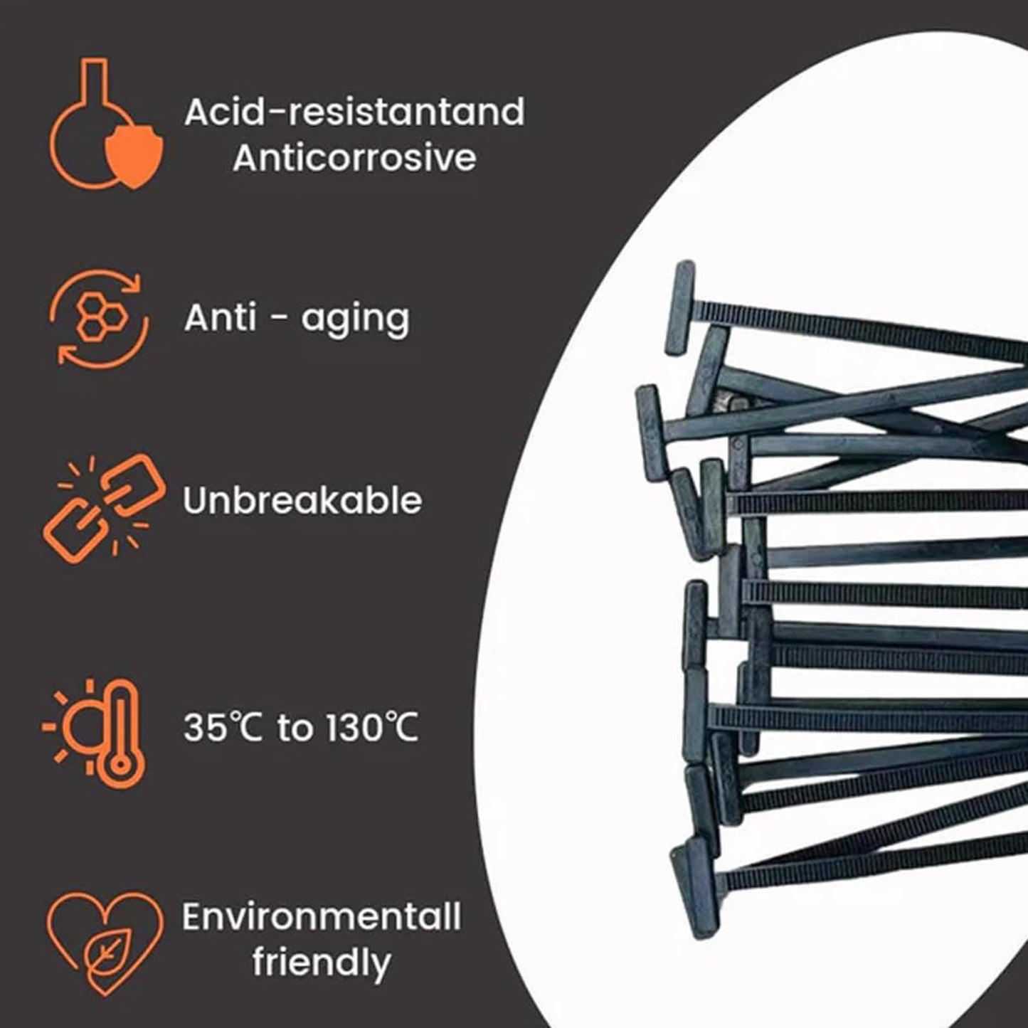 100pcs Nylon Universal Cable Tie Buckle – Heavy Duty Self-Locking Zip Ties Holder with Pin & Button Design, Plastic Cable Ties Tool Fasteners Car Body, UV Resistant Zipties for Car Daily Repair