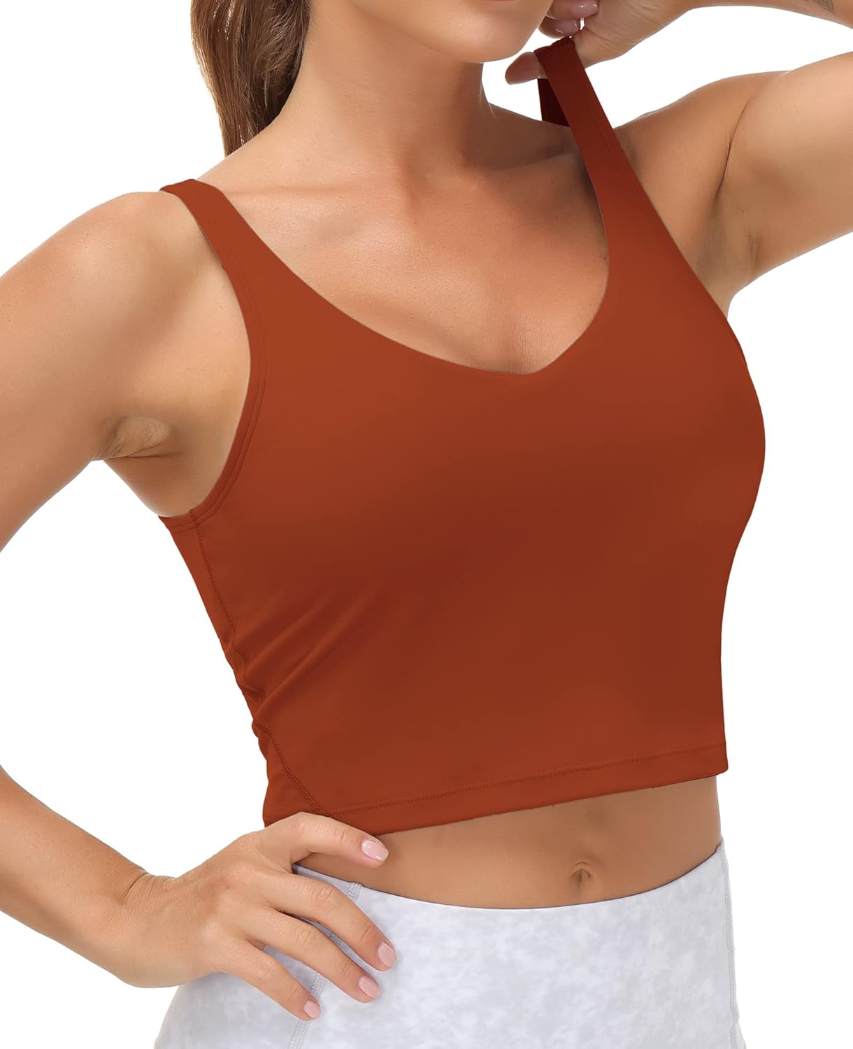 The Gym People Women's Longline Sports Bra - Wirefree & Padded for Medium Support