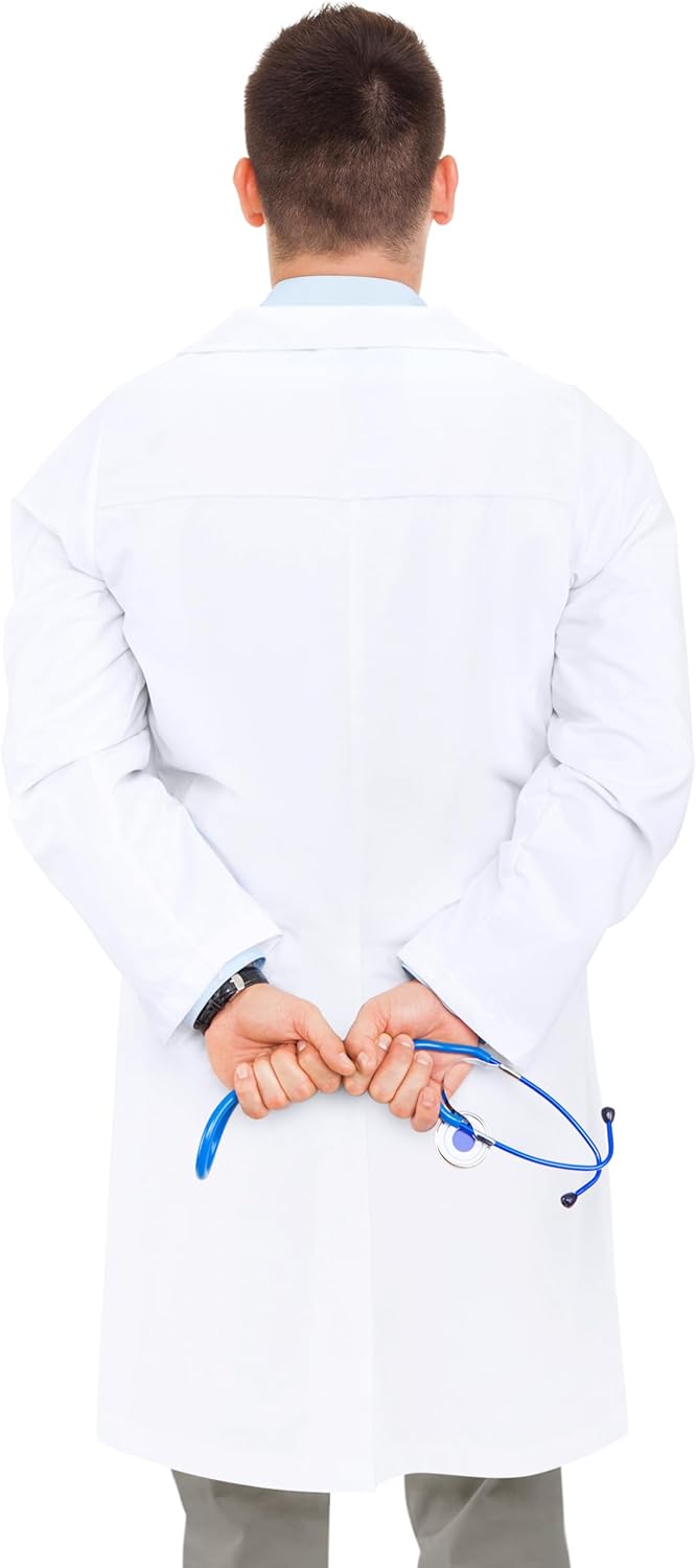 NY Threads Professional White Lab Coat - Long Sleeve Medical Coat for Men | Durable & Stylish Design