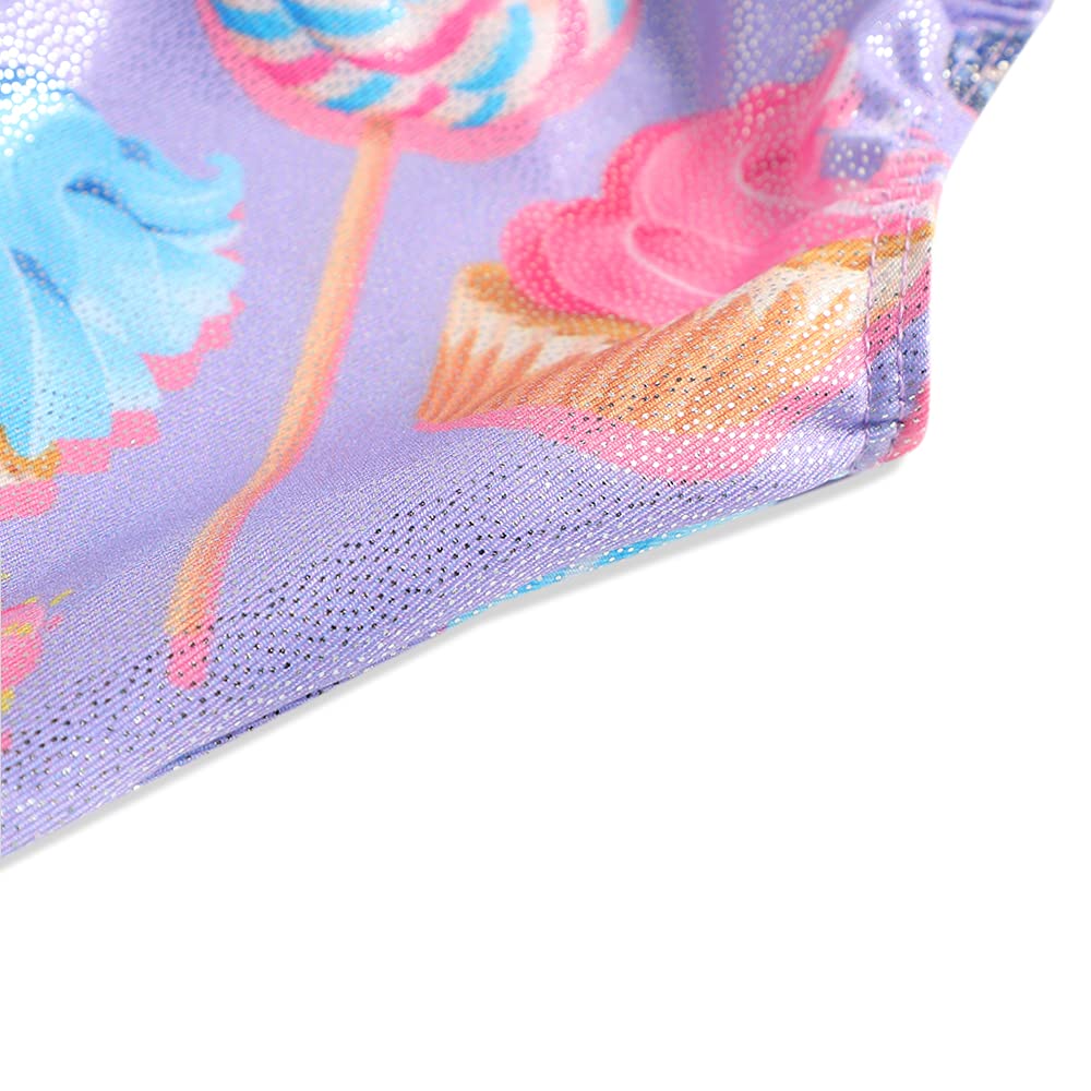 Belovance Leotards for Girls Gymnastics Unicorn Athletic Dance Wear Shiny Rainbow Blue Hotpink (Donuts Purple, 5/6 Years)