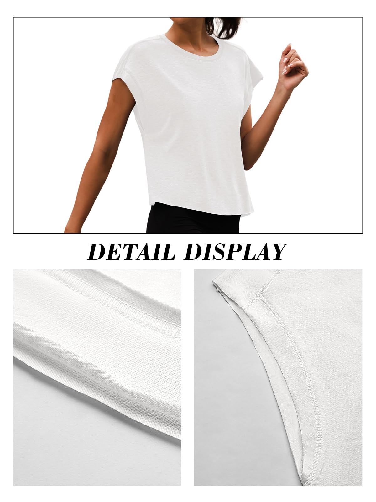 3rd hill Women Open Back Workout Shirts Short Sleeve Tops Casual Yoga Y2k Athletic Gym Running Crop Tees White M