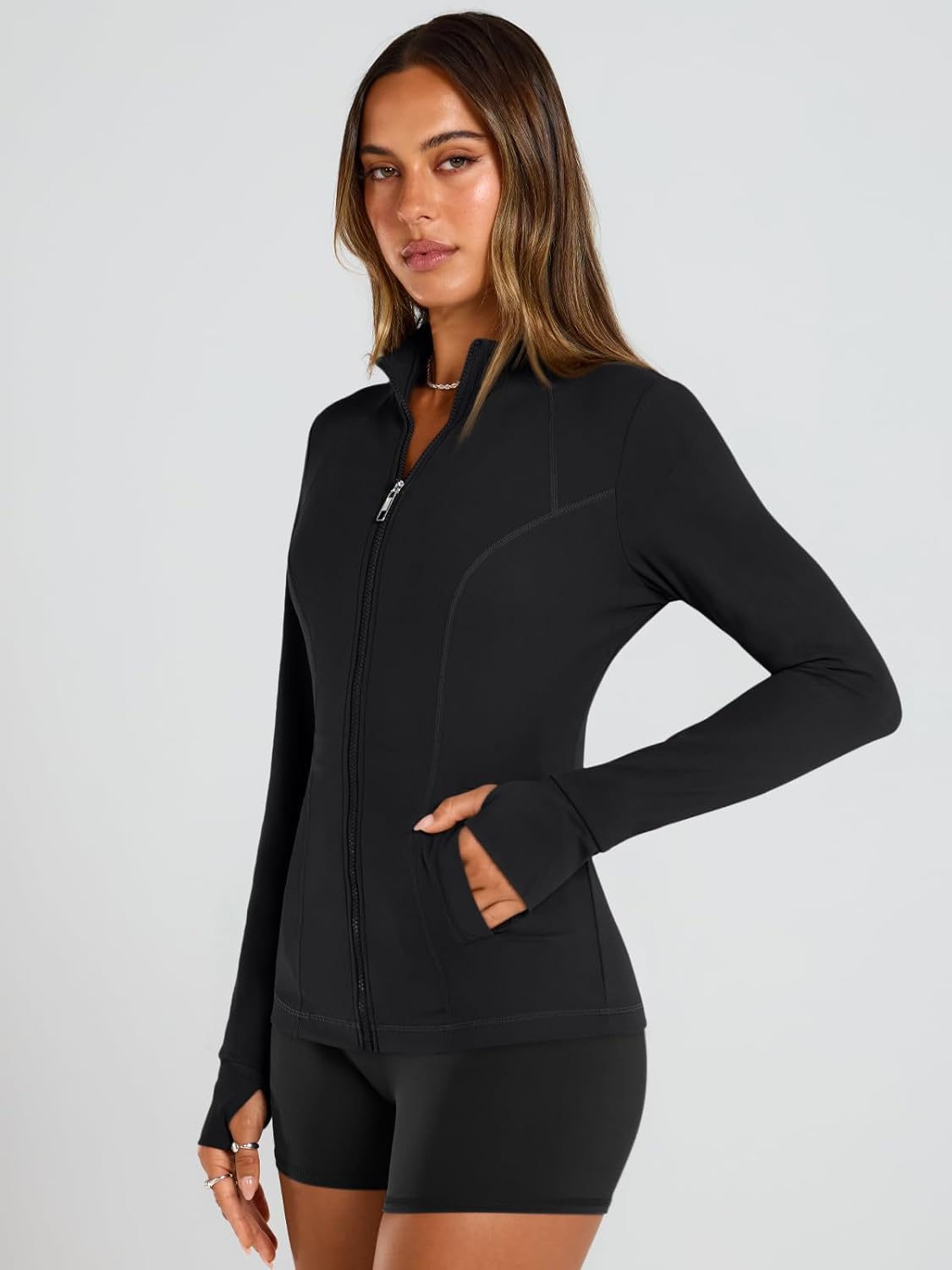 Trendy Queen Lightweight Zip-Up Jacket - Fitted Athletic Hoodie with Pocket for Spring Workouts